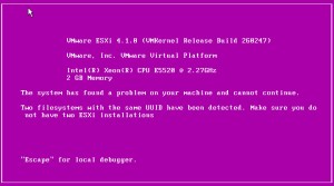 PSOD two filesystems with the sam uuid esxi