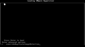 esxi boot shift o overrideDuplicateImageDetection