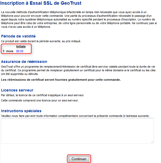 Geotrust commande certificat SSL gratuit 2