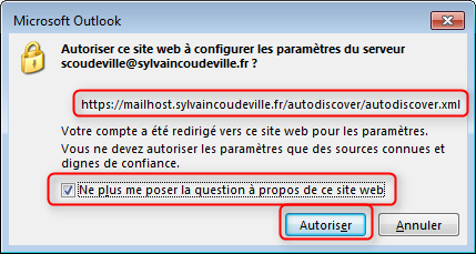 Config Outlook Exchange hors domaine 3