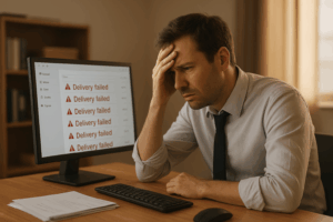 un utilisateur frustré que son email ne sont pas délivré